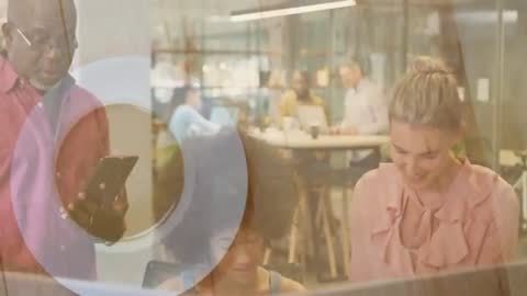 Diverse Team Collaborating with Digital Enhancements in a Modern Office