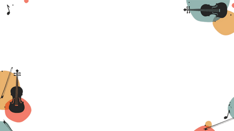 Transparent music-themed border with violin and guitar silhouettes