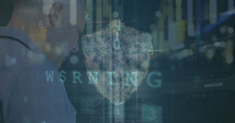 Cybersecurity Alert and Digital Defense Concept with Businessman