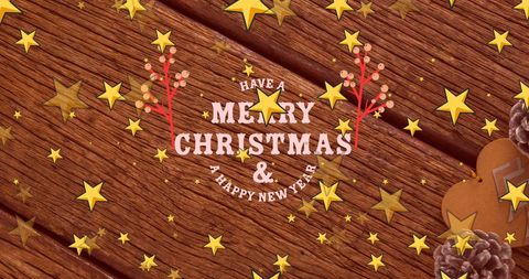 Christmas and New Year Greetings with Falling Gold Stars - Download Free Stock Images Pikwizard.com