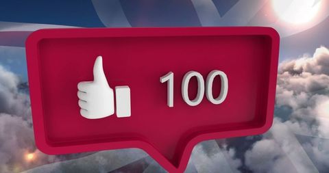 Social media like icon over dramatic sky background