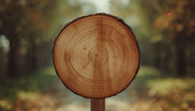Tree Trunk Slice Along Scenic Forest Trail