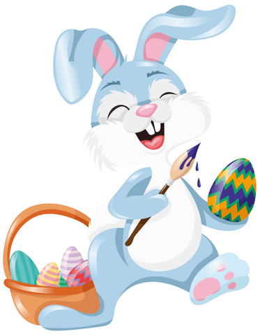 cheerful easter rabbit painting eggs illustration on transparent background - Download Free Stock Videos Pikwizard.com