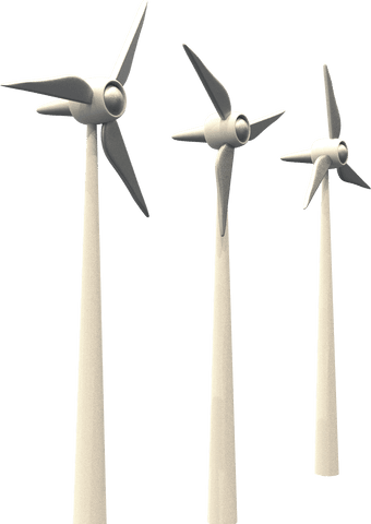 Transparent background with isolated wind turbines for eco projects