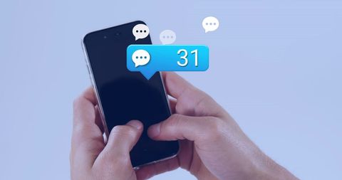 Person Engaging with Smartphone Amidst Social Media Notifications - Download Free Stock Images Pikwizard.com