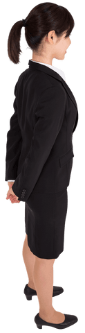 Side View of Asian Businesswoman Professionally Attired with Transparent Background