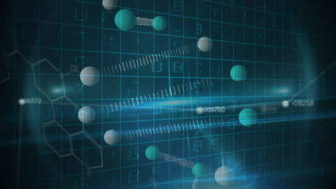 Animated DNA Helix and Data Overlapping Digital Background