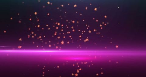 Glowing stars with pink light trail in dark background