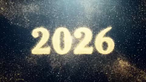 2026 Golden Particle Reveal Rising From Central Flare and Bursting Into Glittering Space