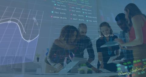 Team Analyzing Global Financial Data for Business Strategy