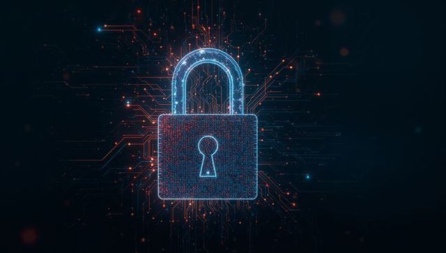 Futuristic Padlock with Digital Circuitry