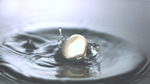 Mushroom Creating Splash Droplet in Water in Slow Motion