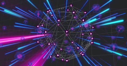 Global Network Connections with Neon Data Streams - Download Free Stock Images Pikwizard.com