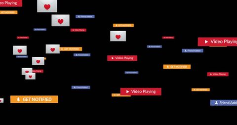 Floating Social Media Icons Against Black Background - Download Free Stock Images Pikwizard.com