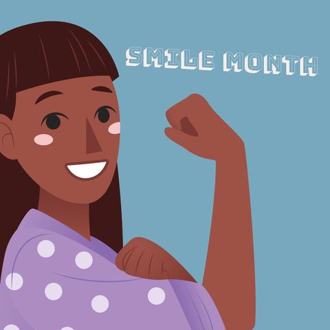smiling woman advocating dental health awareness - Download Free Stock Templates Pikwizard.com