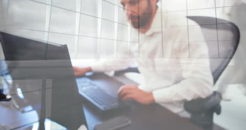 Digital Analysis Overlay with Focused Professional at Work