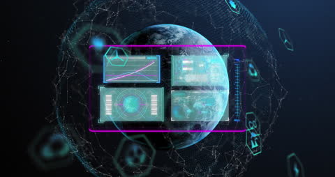 Digital Interface over Globe Highlighting Climate Data and Sustainability