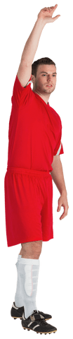 Football Player in Red Uniform Raising Hand Transparent Background