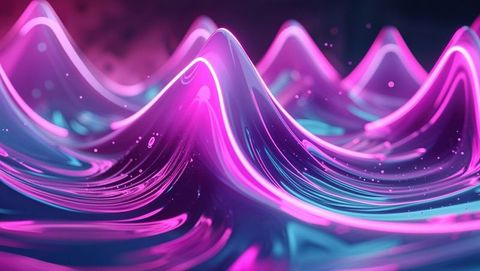 Illuminated Glossy Neon Wave Peaks in Futuristic Digital Arena