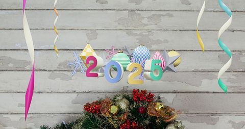 Colorful 2025 Celebrations with Christmas Ornaments - Download Free Stock Images Pikwizard.com