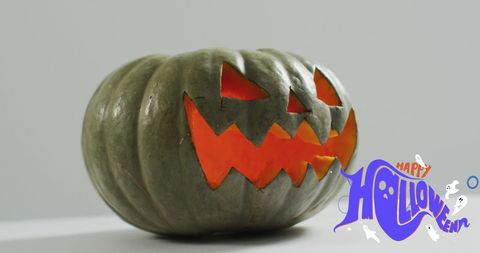 Spooky Jack-O'-Lantern with Halloween Text Overlay - Download Free Stock Images Pikwizard.com