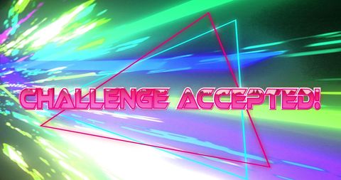 Vibrant challenge accepted graphic with dynamic background