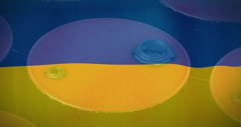 Ukraine flag with locks overlay symbolizing security concerns