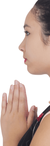 peaceful teen in japanese costume with transparent background praying - Download Free Stock Videos Pikwizard.com