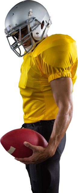 Transparent Side View of American Football Player Holding Ball Yellow Uniform - Download Free Stock Videos Pikwizard.com