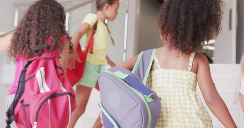 Happy students at school starting new academic year