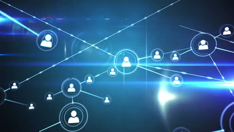Global Network Connections with User Icons in Digital Space