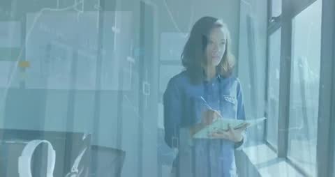 Businesswoman Strategizing with Modern Data Analysis