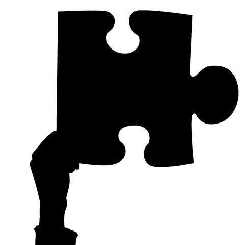 Black puzzle piece on transparent background