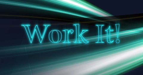 Green light trails with text feature spark night theme