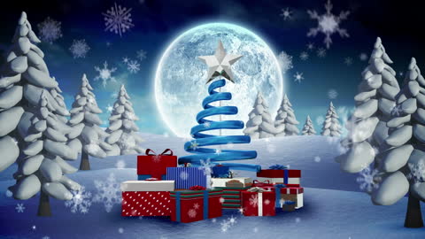 Magical Christmas Eve with Sleigh and Glowing Tree