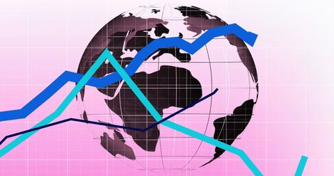 Global Financial Data Trends Displayed on Digital Globe