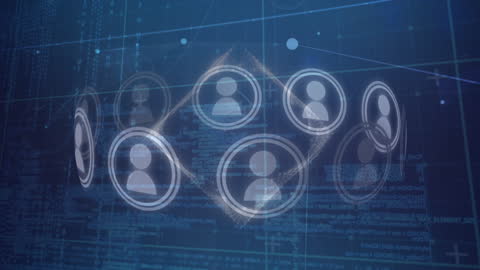 Digital Network Connection with People Icons and Data Patterns