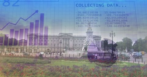 Digital Data Overlay on Historic Palace - Download Free Stock Images Pikwizard.com