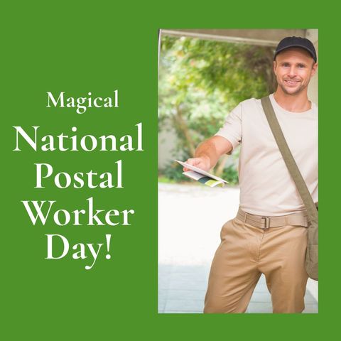 smiling deliveryman celebrating national postal worker day - Download Free Stock Templates Pikwizard.com