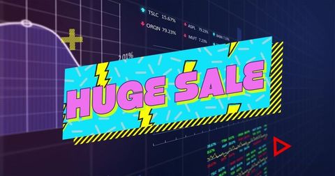 Vibrant Huge Sale Sign on Technology Dashboard
