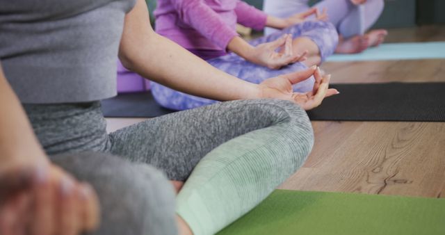 Group Practicing Meditation and Yoga in Class - Download Free Stock Images Pikwizard.com