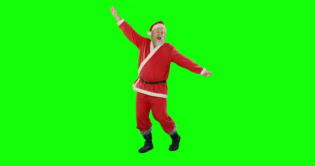 Santa Claus Dancing with Cheerful Expression on Green Screen Background - Download Free Stock Images Pikwizard.com