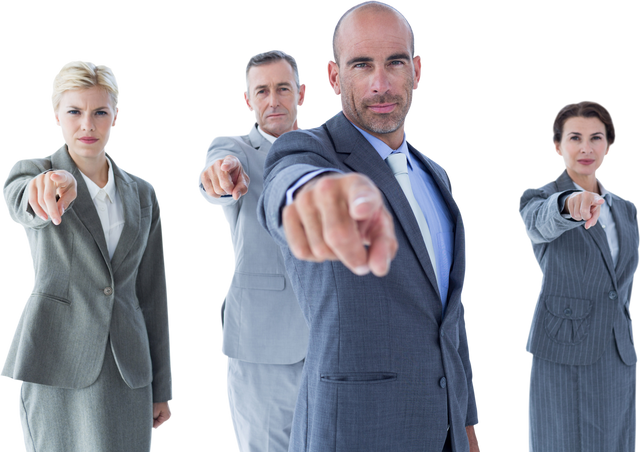 Transparent Background Business Team Pointing to Camera - Download Free Stock Videos Pikwizard.com