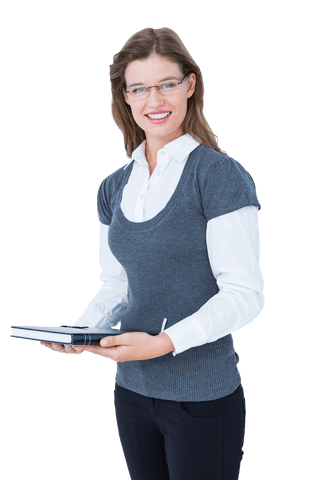 confident professional woman holding diary transparent background - Download Free Stock Videos Pikwizard.com