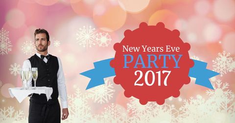 Elegant waiter at festive new year's eve party celebration