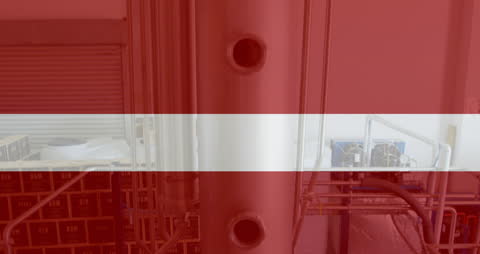 Austria Flag Overlay on Industrial Factory Scene