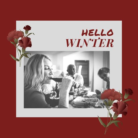 winter gathering with wine and floral accents - Download Free Stock Templates Pikwizard.com