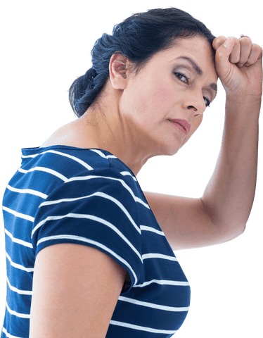 Transparent Sad Woman Leaning with Pensive Expression