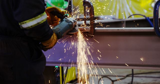 Industrial Welder Grinding Metal Beam Releasing Sparks - Download Free Stock Images Pikwizard.com