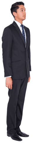 Serious biracial businessman looking ahead on transparent background